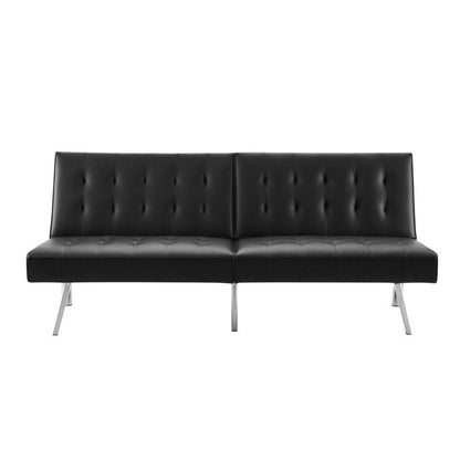 Tufted Mid-Century Modern Split Back Futon Sofa Couch Bed with Chrome Legs