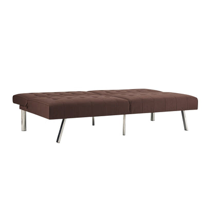 Tufted Mid-Century Modern Split Back Futon Sofa Couch Bed with Chrome Legs