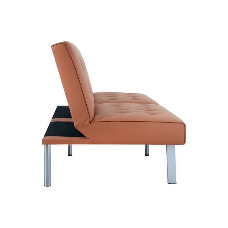Tufted Mid-Century Modern Split Back Futon Sofa Couch Bed with Chrome Legs