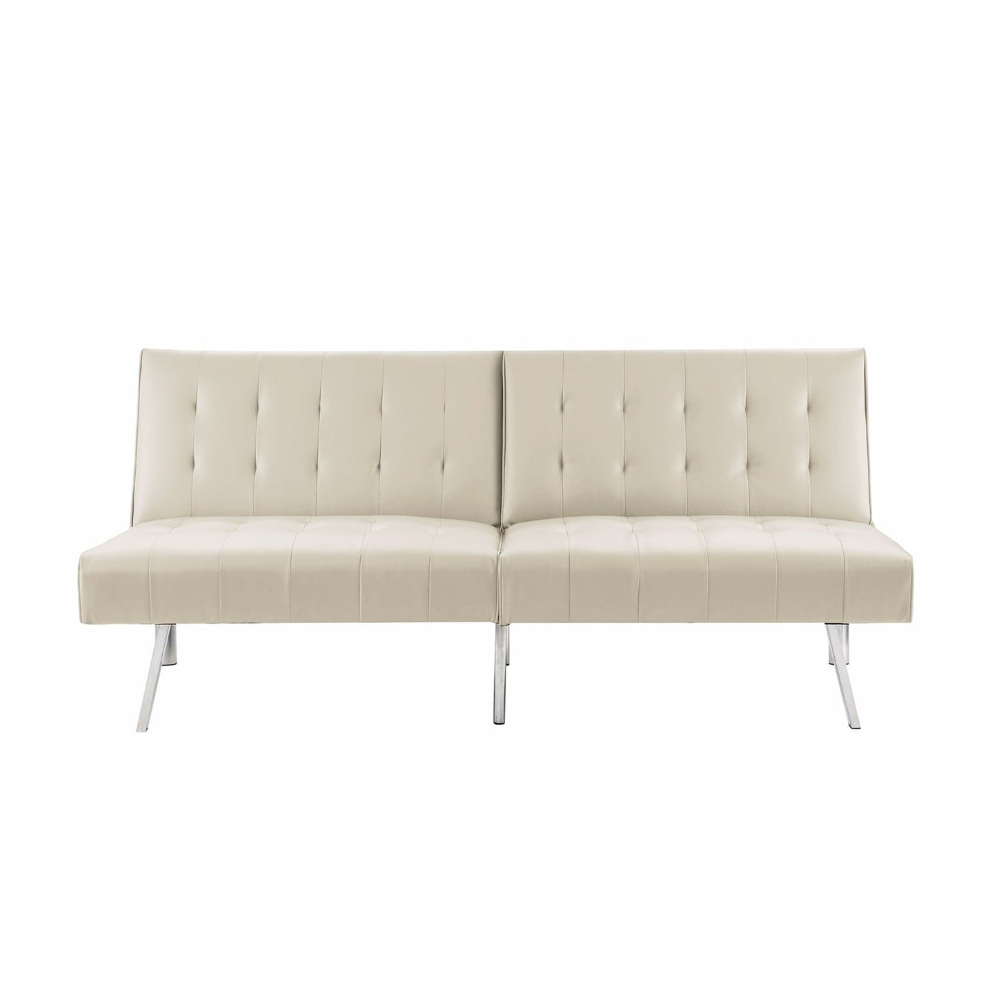 Tufted Mid-Century Modern Split Back Futon Sofa Couch Bed with Chrome Legs
