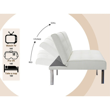 Tufted Mid-Century Modern Split Back Futon Sofa Couch Bed with Chrome Legs