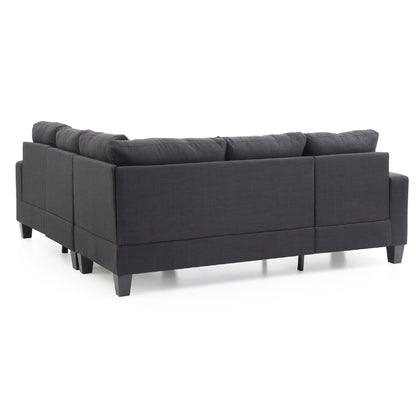 Tufted Twill L Shape Sectional Sofa - 82 - Black