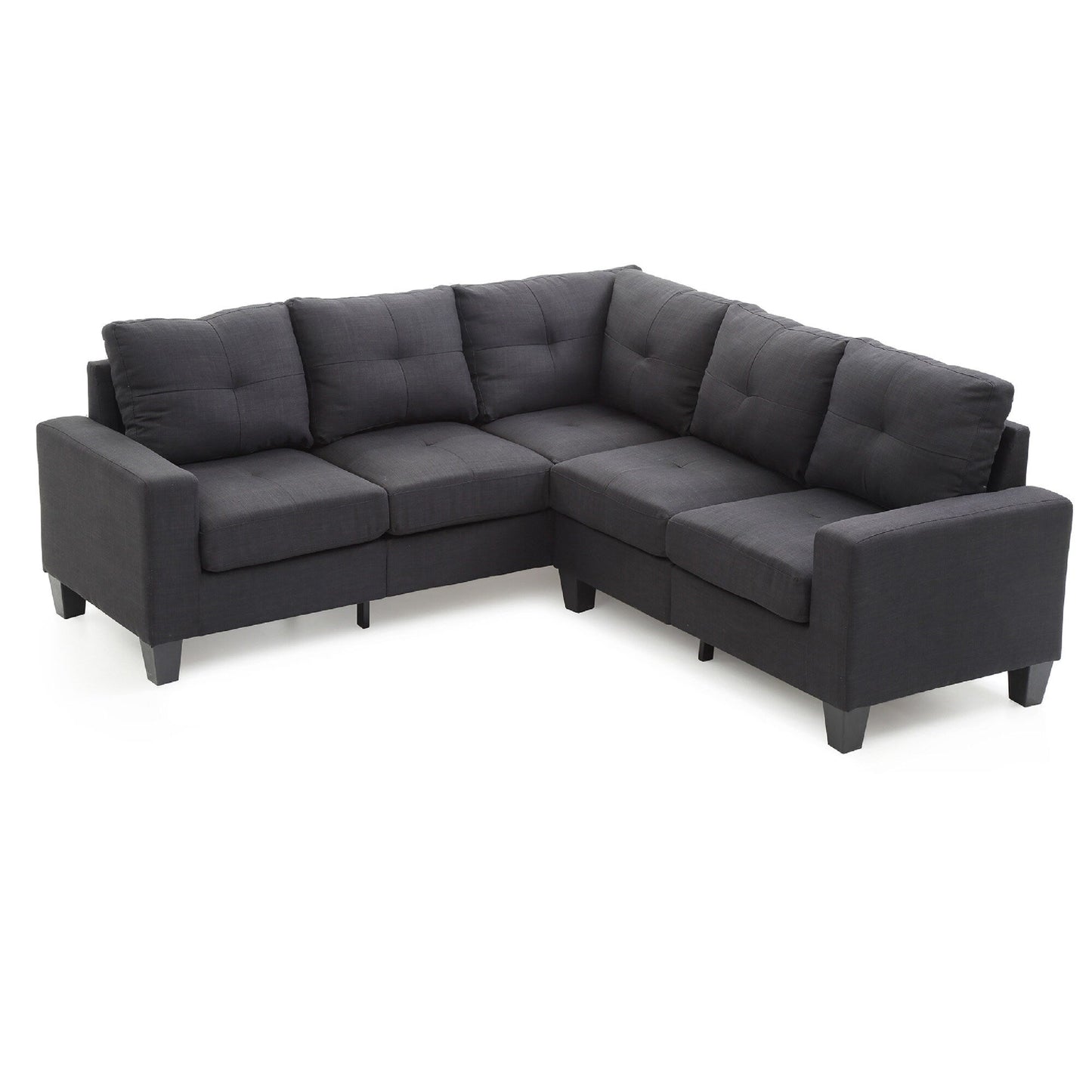 Tufted Twill L Shape Sectional Sofa - 82 - Black