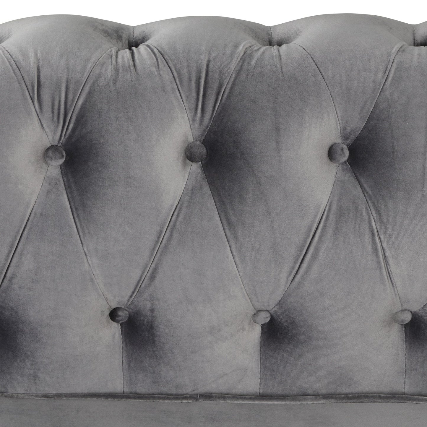 Morden Fort Velvet Upholstered Chesterfield Sofa with Nailhead and Solid Legs for Living Room