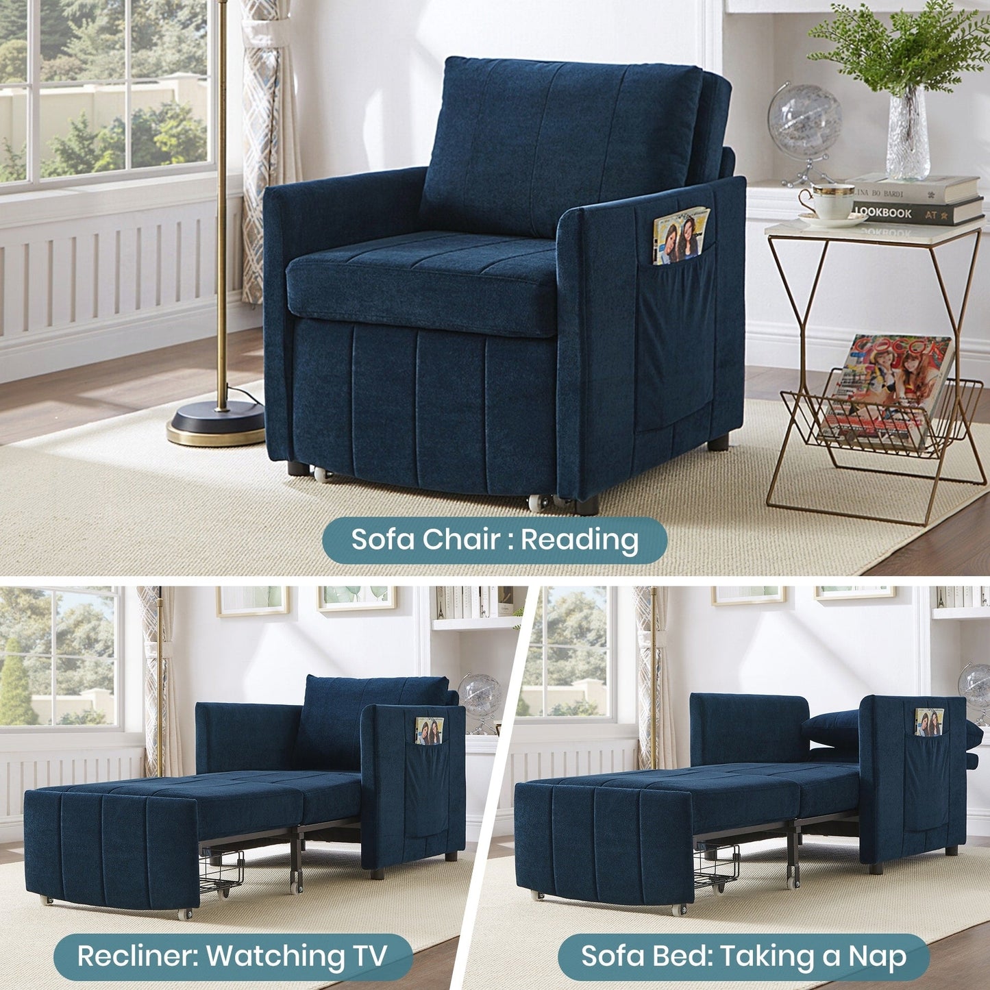 Upholstered Convertible Sleeper Sofa