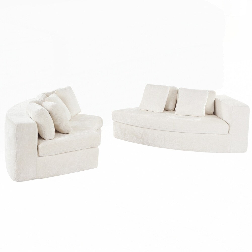 Upholstered Couches Chenille Jacquard Curved Couch, No Assembly Required