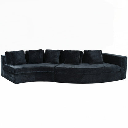 Upholstered Couches Chenille Jacquard Curved Couch, No Assembly Required