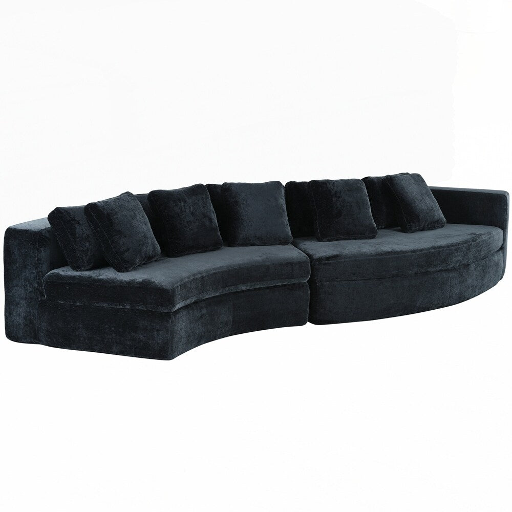 Upholstered Couches Chenille Jacquard Curved Couch, No Assembly Required