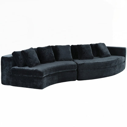 Upholstered Couches Chenille Jacquard Curved Couch, No Assembly Required