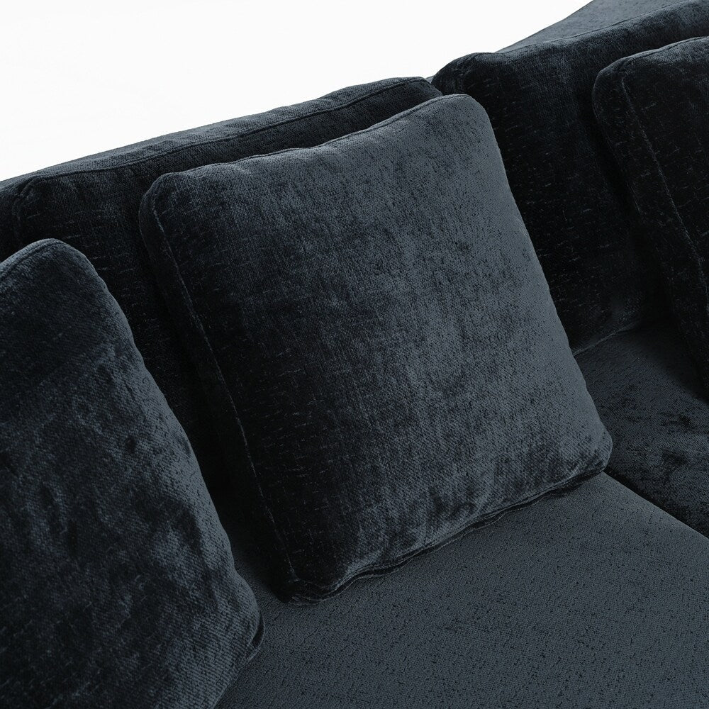 Upholstered Couches Chenille Jacquard Curved Couch, No Assembly Required