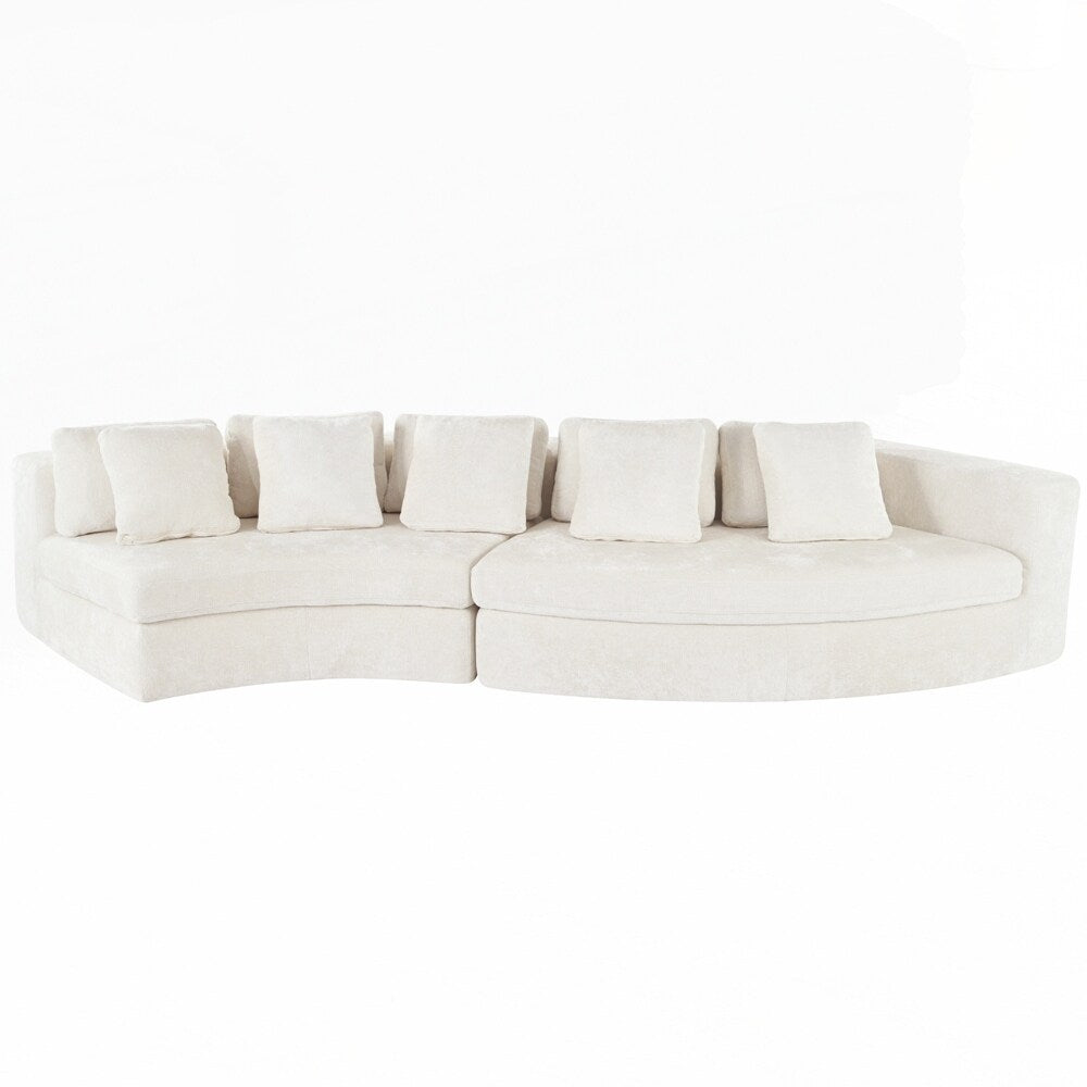 Upholstered Couches Chenille Jacquard Curved Couch, No Assembly Required