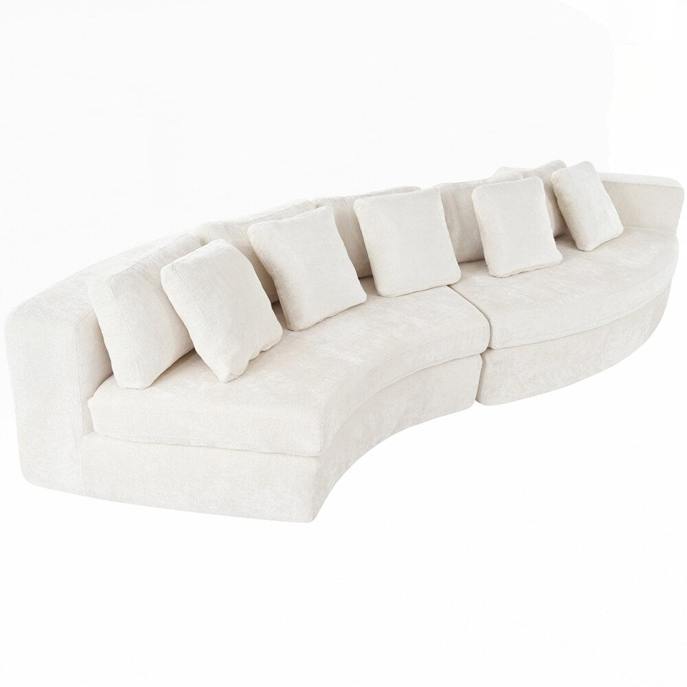 Upholstered Couches Chenille Jacquard Curved Couch, No Assembly Required