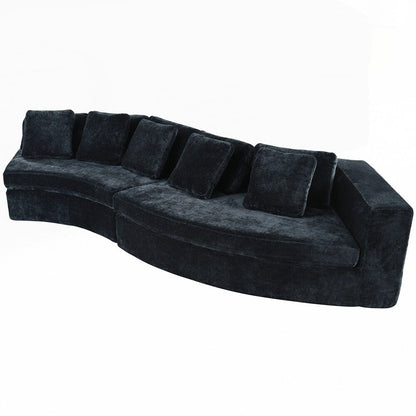 Upholstered Couches Chenille Jacquard Curved Couch, No Assembly Required