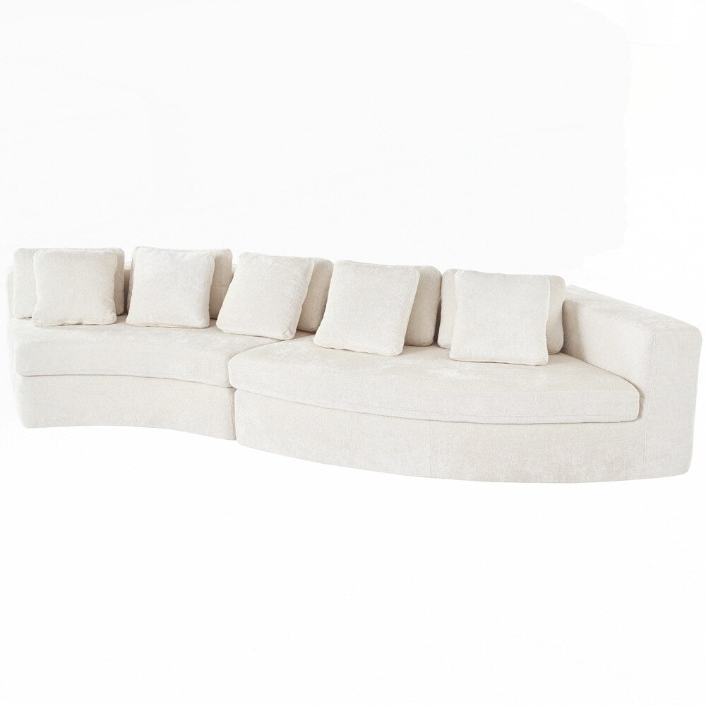 Upholstered Couches Chenille Jacquard Curved Couch, No Assembly Required