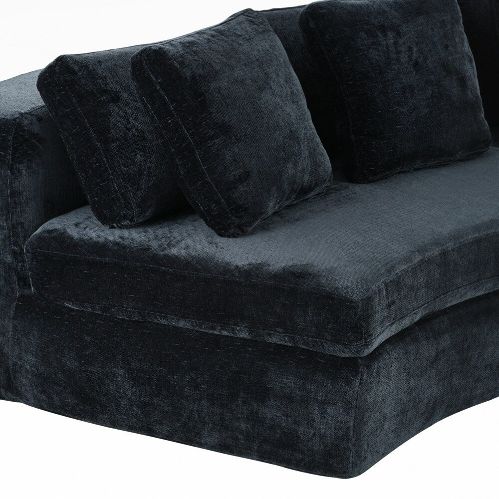 Upholstered Couches Chenille Jacquard Curved Couch, No Assembly Required