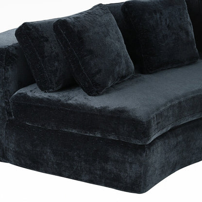 Upholstered Couches Chenille Jacquard Curved Couch, No Assembly Required
