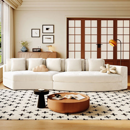 Upholstered Couches Chenille Jacquard Curved Couch, No Assembly Required