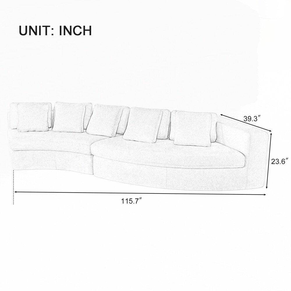 Upholstered Couches Chenille Jacquard Curved Couch, No Assembly Required