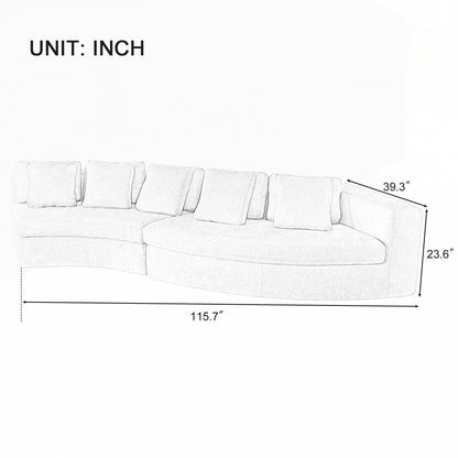 Upholstered Couches Chenille Jacquard Curved Couch, No Assembly Required