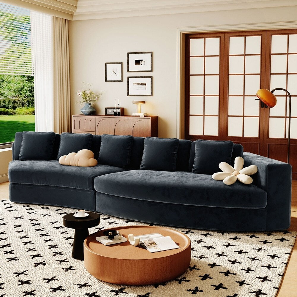 Upholstered Couches Chenille Jacquard Curved Couch, No Assembly Required