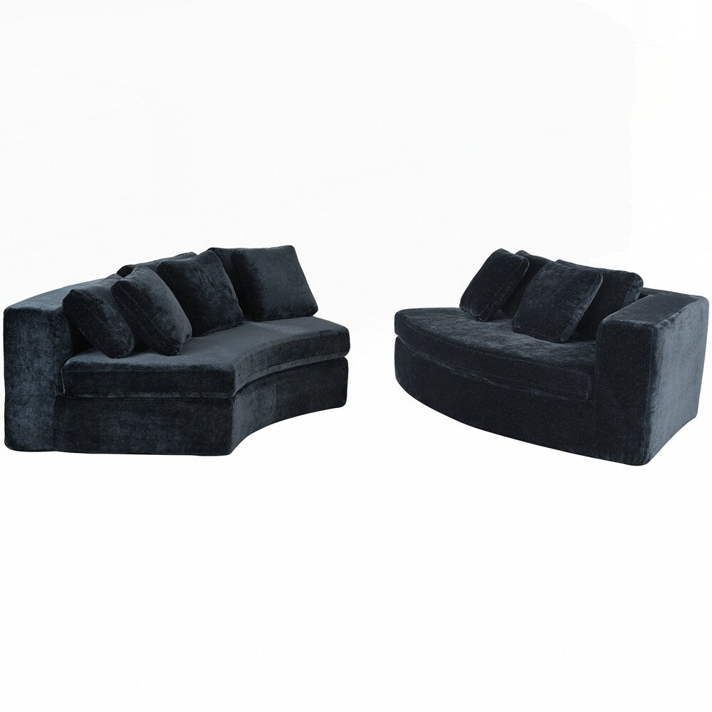 Upholstered Couches Chenille Jacquard Curved Couch, No Assembly Required