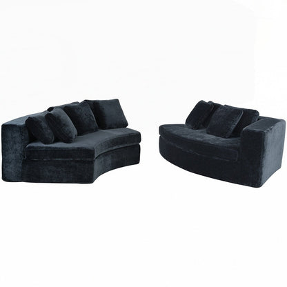Upholstered Couches Chenille Jacquard Curved Couch, No Assembly Required