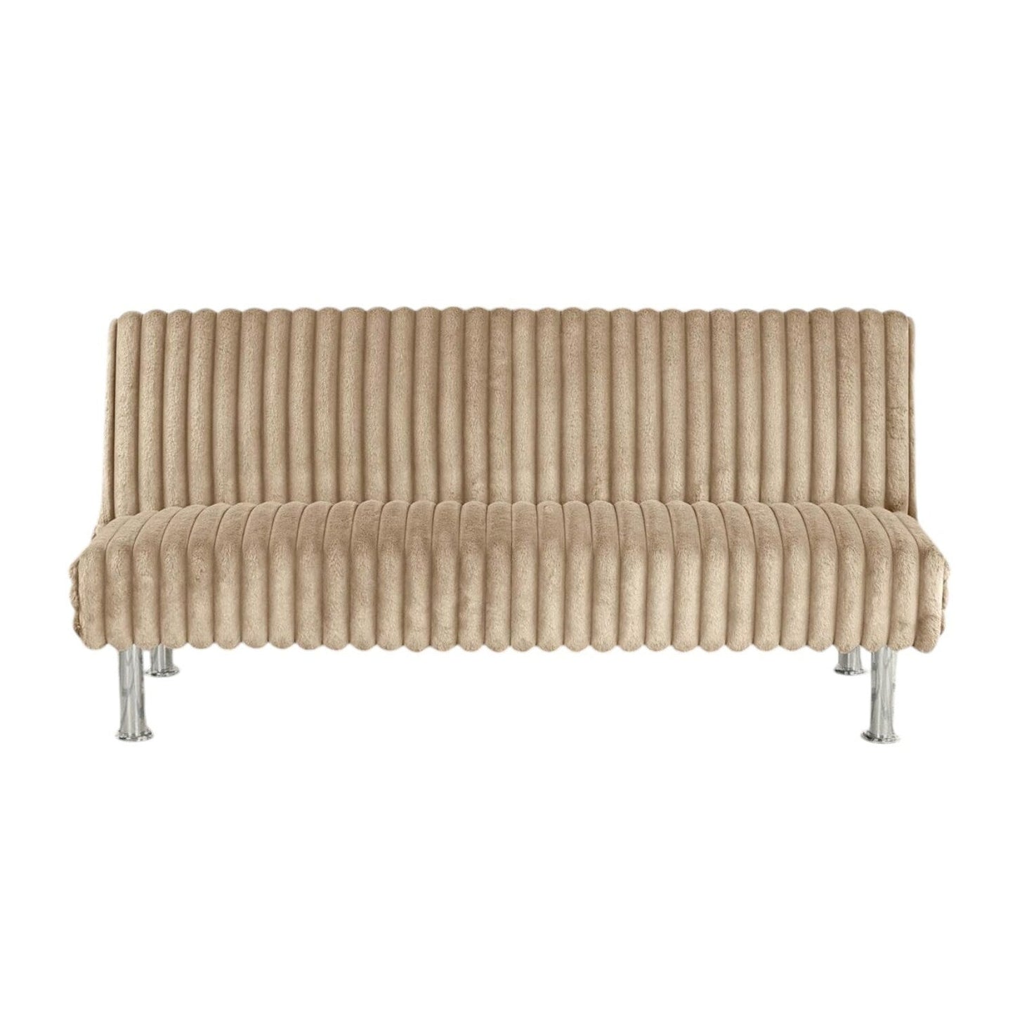 Upholstered Futon Sofa Bed with Metal Legs
