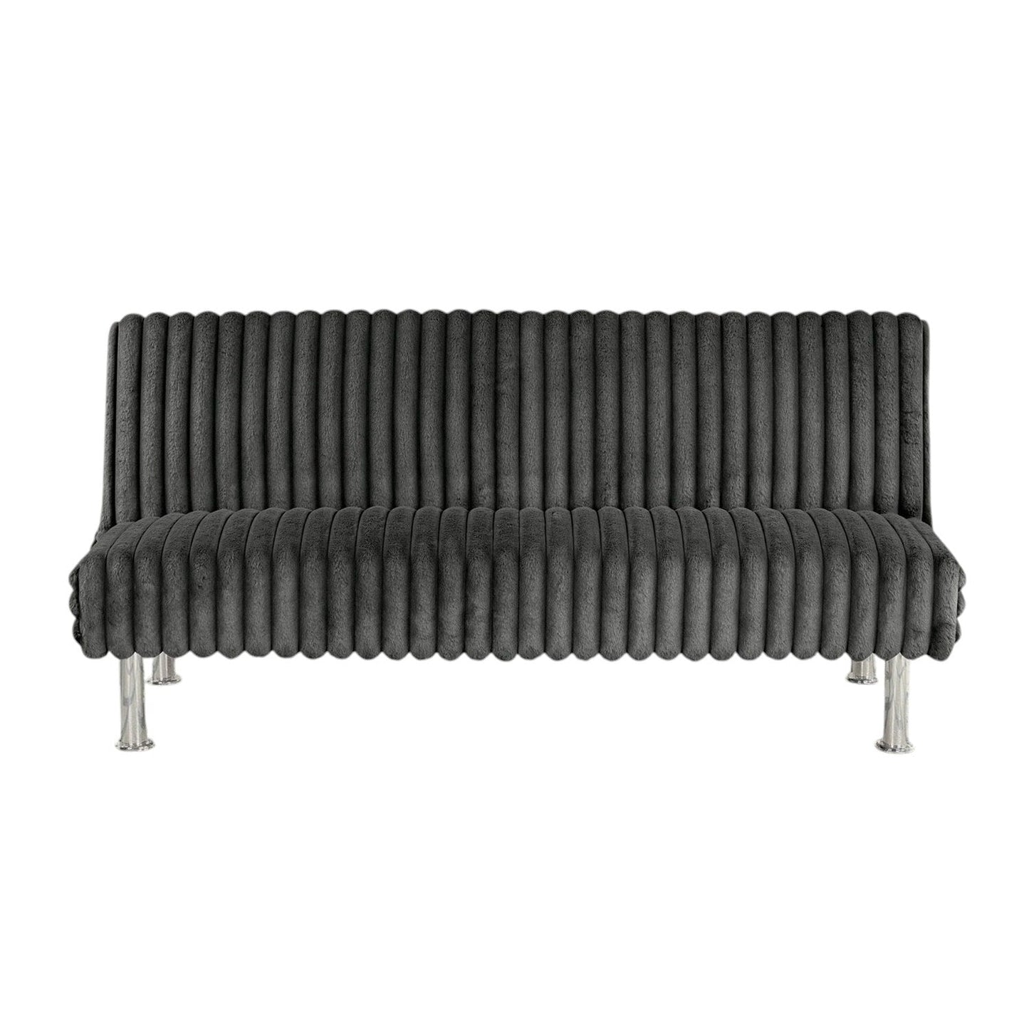Upholstered Futon Sofa Bed with Metal Legs