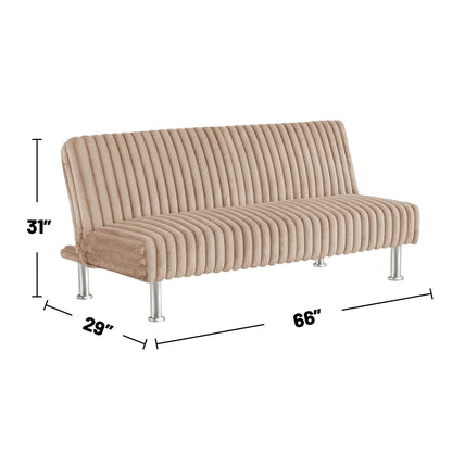 Upholstered Futon Sofa Bed with Metal Legs