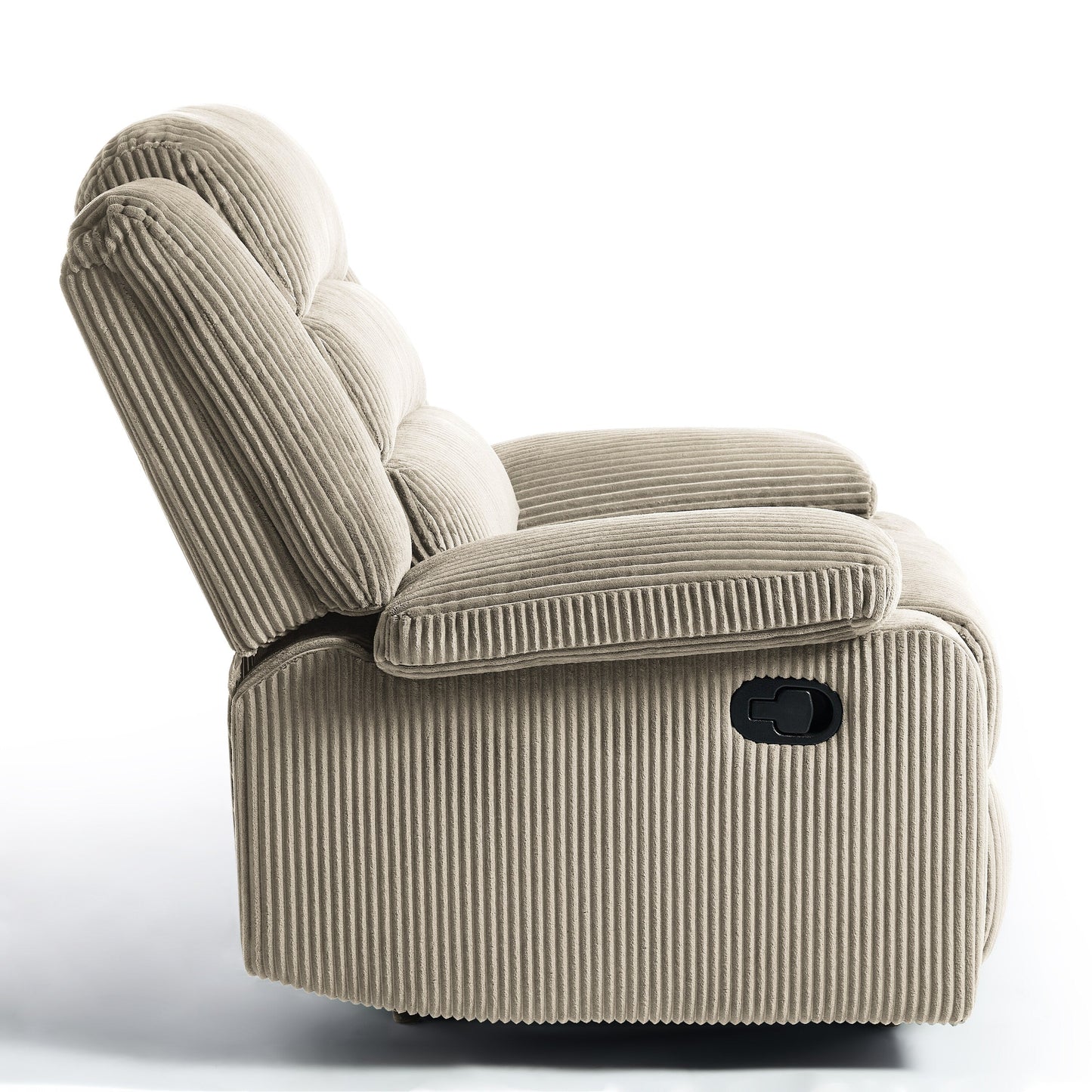 Overstuffed Cotton Corduroy Manual Pushback Recliner with Wide Armrest