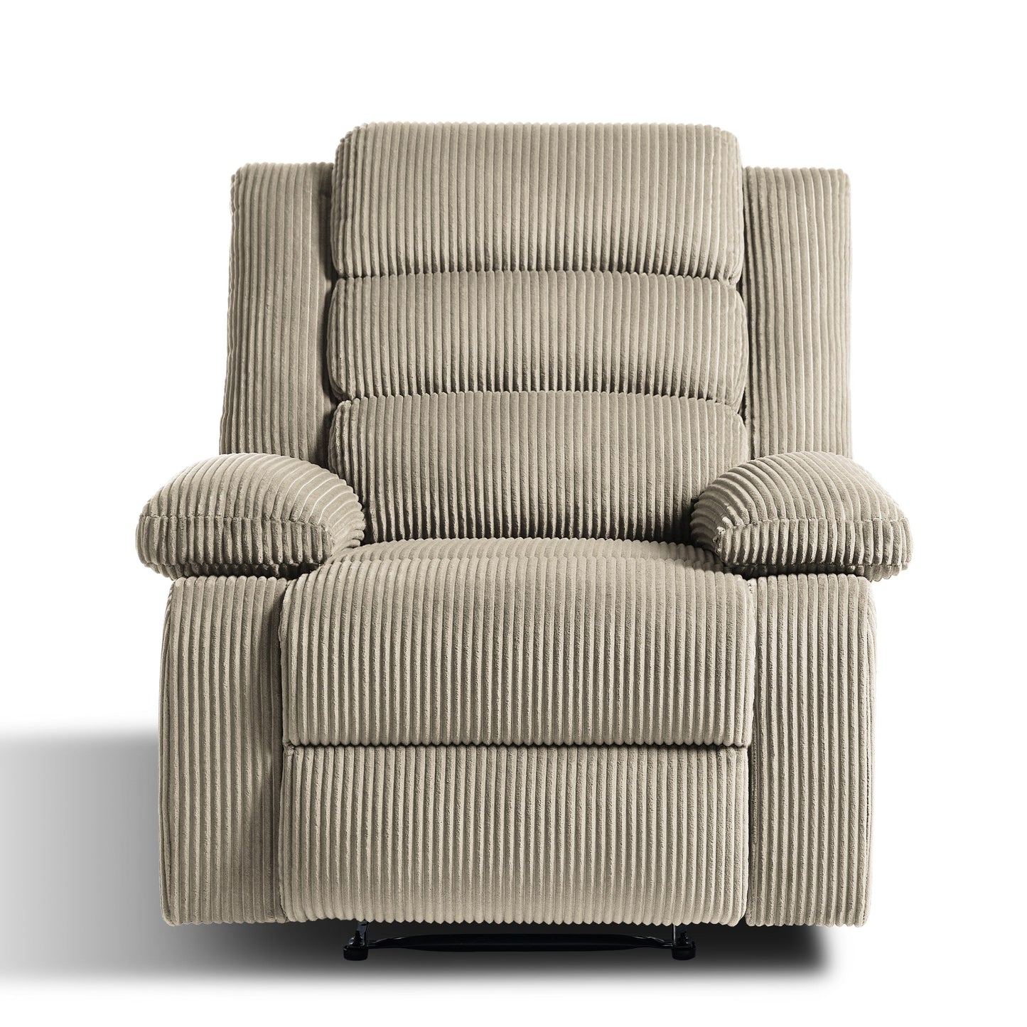 Overstuffed Cotton Corduroy Manual Pushback Recliner with Wide Armrest