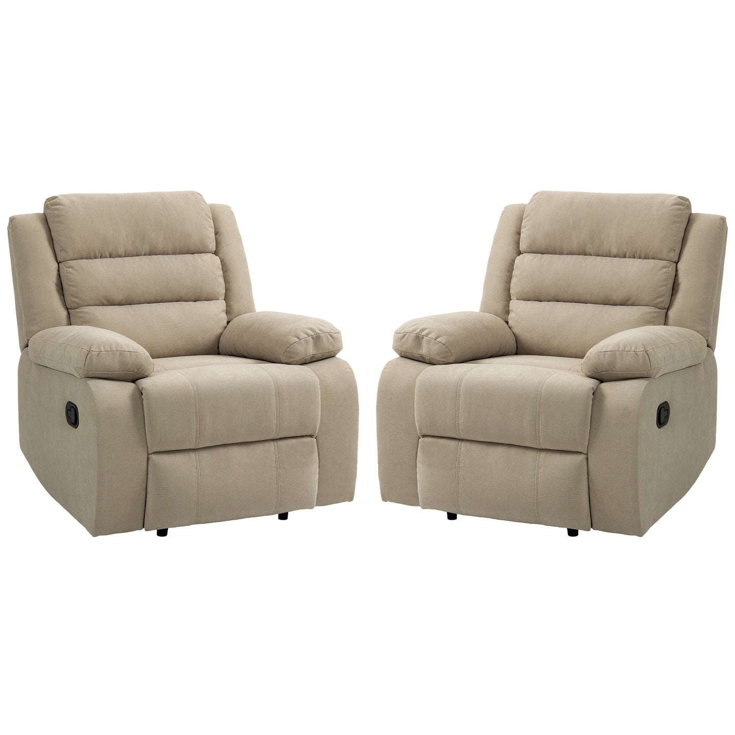 Overstuffed Cotton Corduroy Manual Pushback Recliner with Wide Armrest