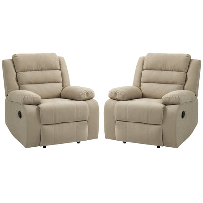 Overstuffed Cotton Corduroy Manual Pushback Recliner with Wide Armrest