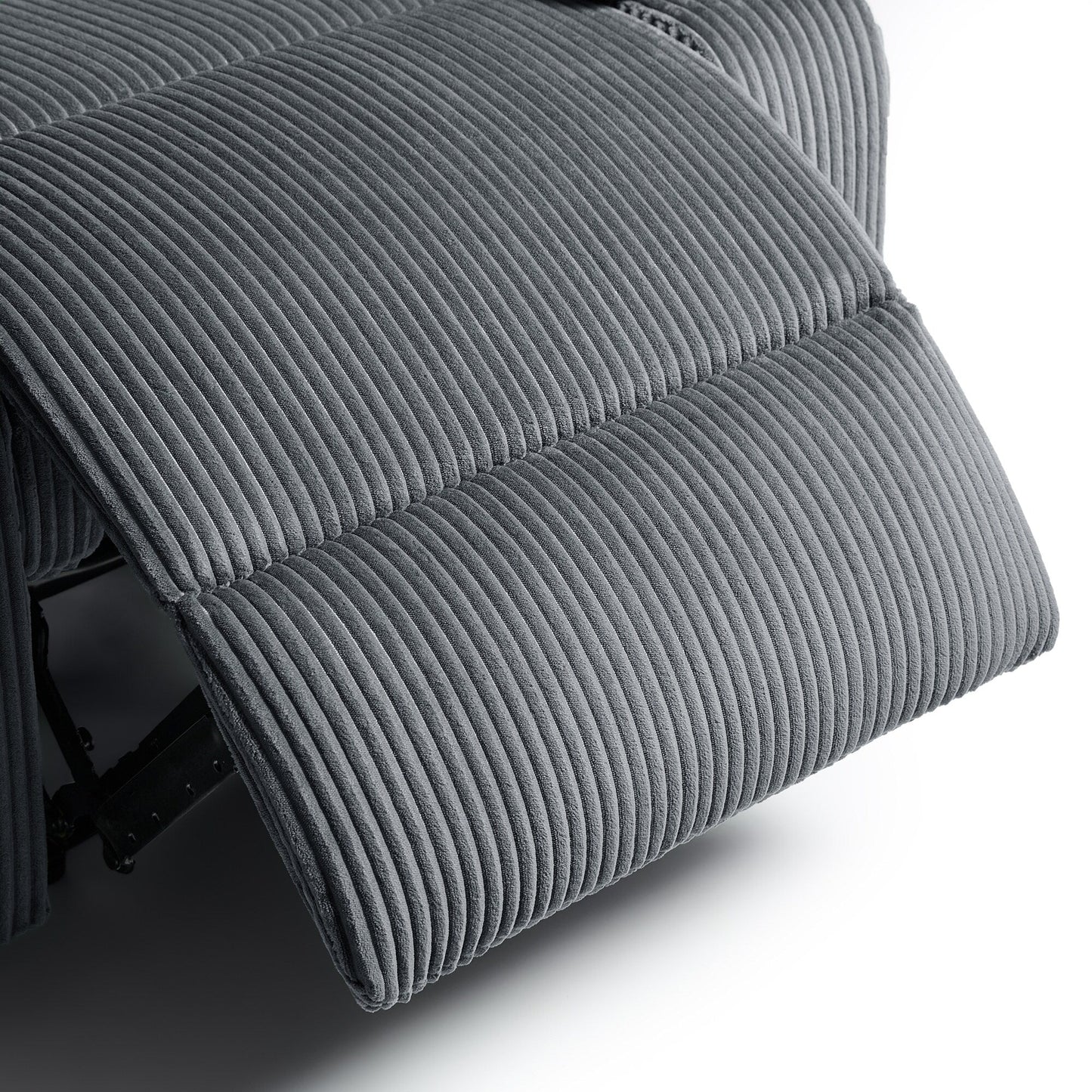 Overstuffed Cotton Corduroy Manual Pushback Recliner with Wide Armrest