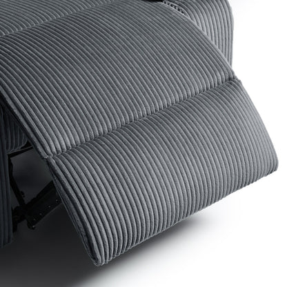 Overstuffed Cotton Corduroy Manual Pushback Recliner with Wide Armrest