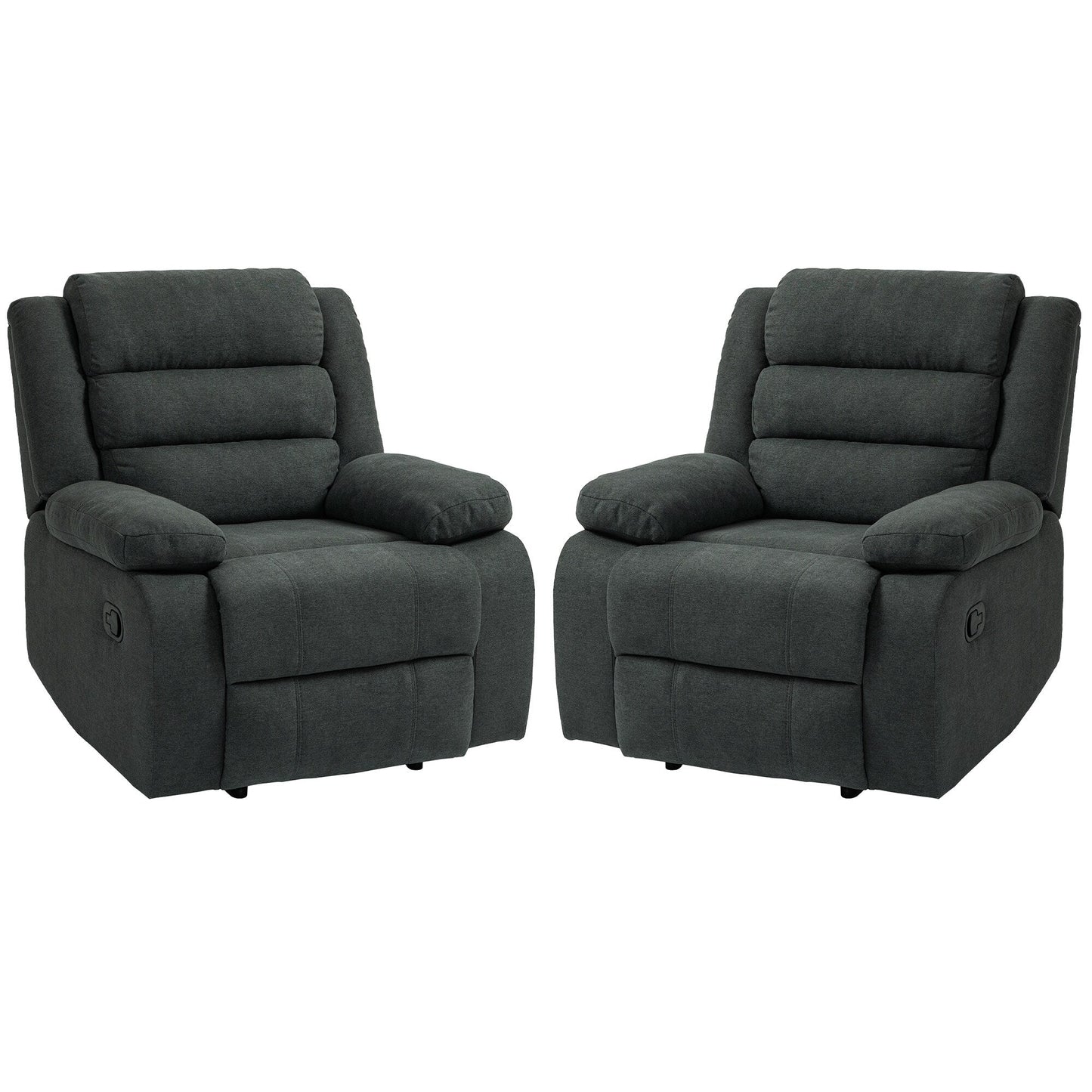 Overstuffed Cotton Corduroy Manual Pushback Recliner with Wide Armrest