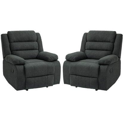 Overstuffed Cotton Corduroy Manual Pushback Recliner with Wide Armrest