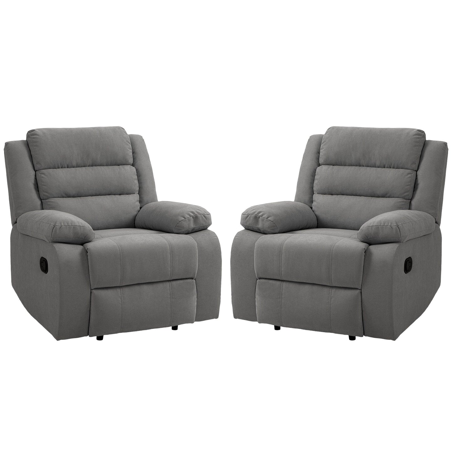 Overstuffed Cotton Corduroy Manual Pushback Recliner with Wide Armrest