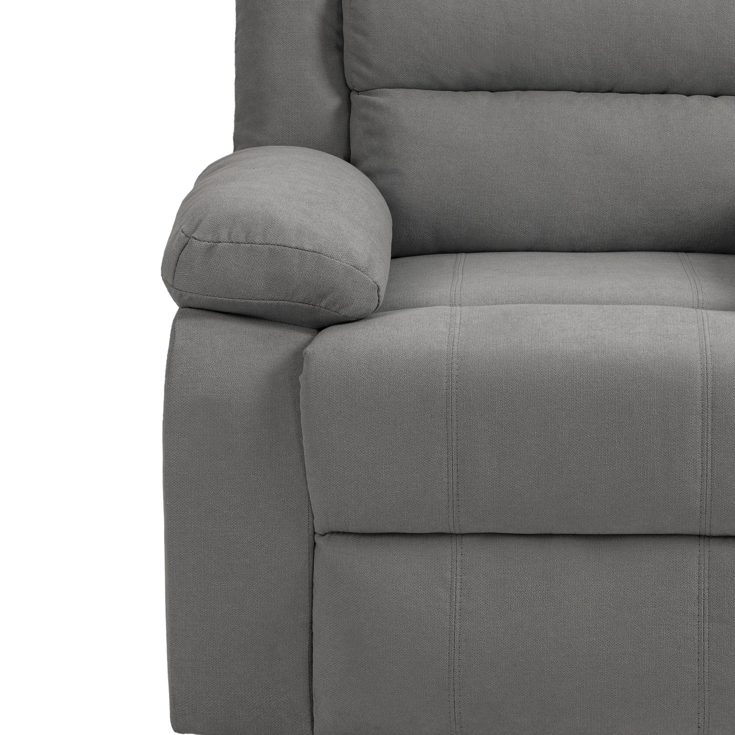 Overstuffed Cotton Corduroy Manual Pushback Recliner with Wide Armrest