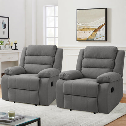 Overstuffed Cotton Corduroy Manual Pushback Recliner with Wide Armrest