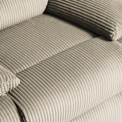 Overstuffed Cotton Corduroy Manual Pushback Recliner with Wide Armrest