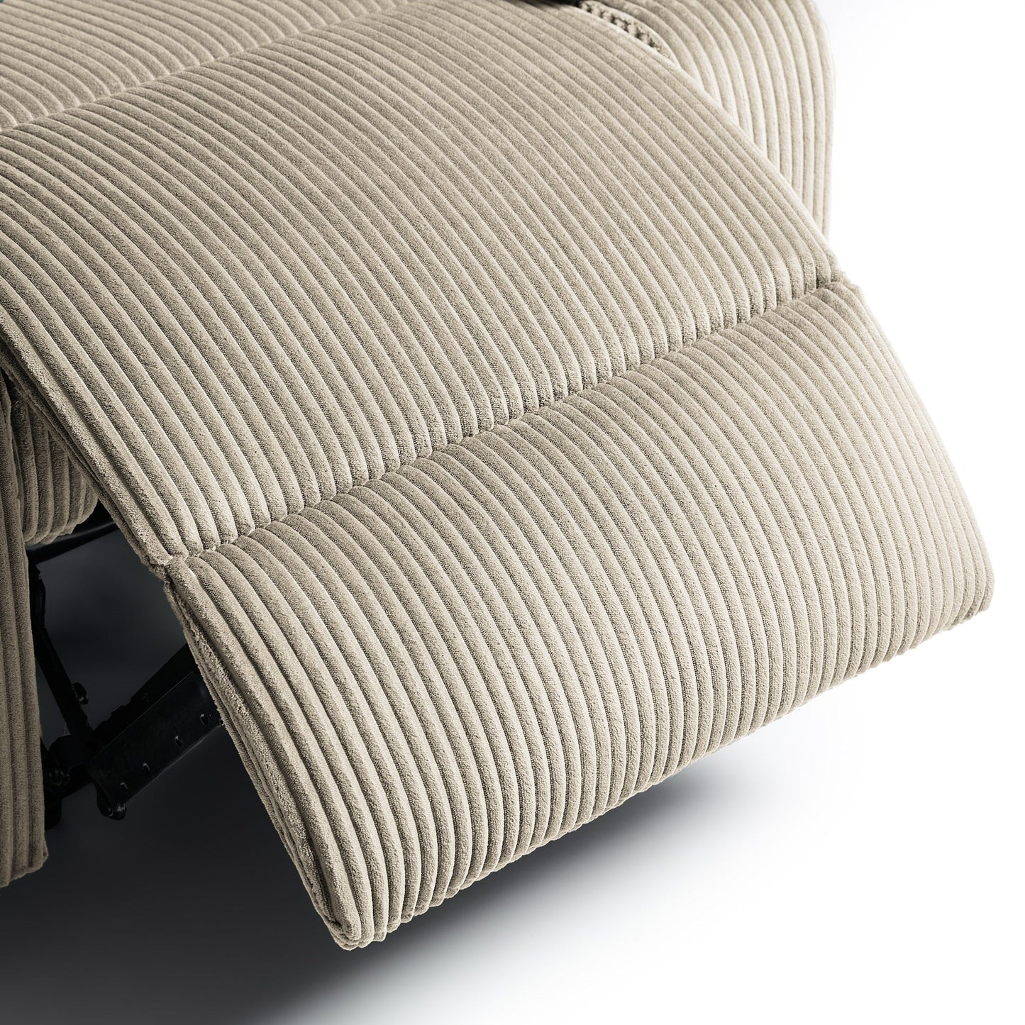 Overstuffed Cotton Corduroy Manual Pushback Recliner with Wide Armrest