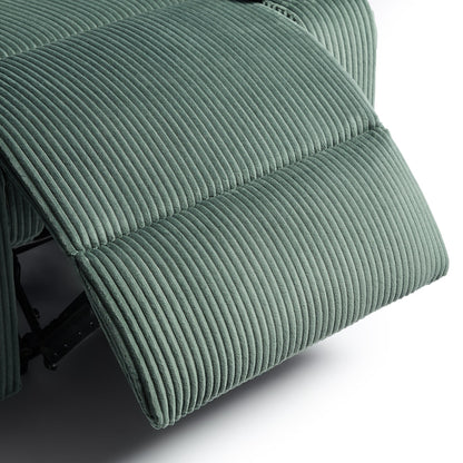 Overstuffed Cotton Corduroy Manual Pushback Recliner with Wide Armrest