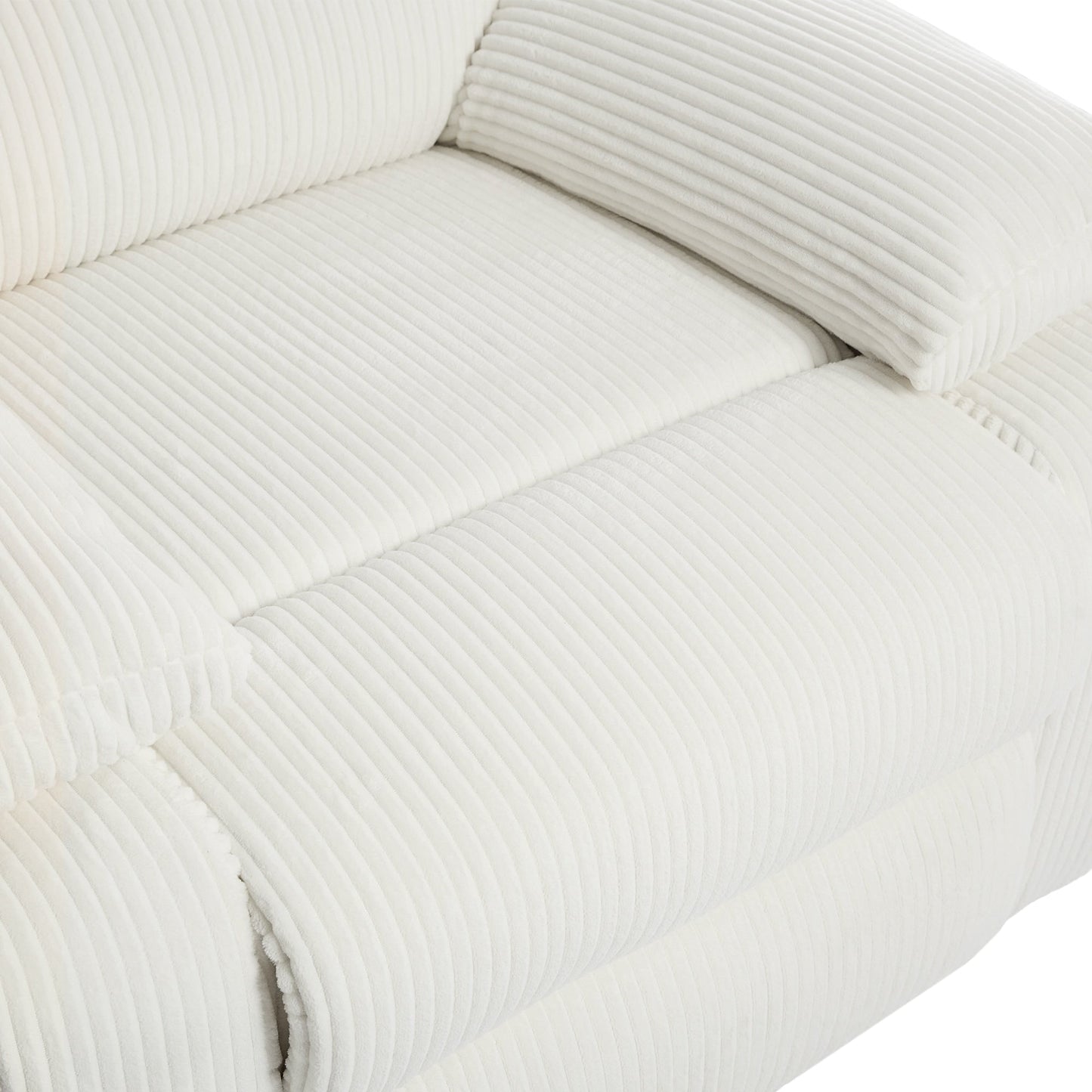 Overstuffed Cotton Corduroy Manual Pushback Recliner with Wide Armrest