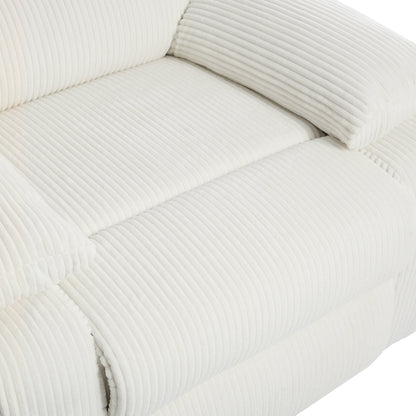 Overstuffed Cotton Corduroy Manual Pushback Recliner with Wide Armrest