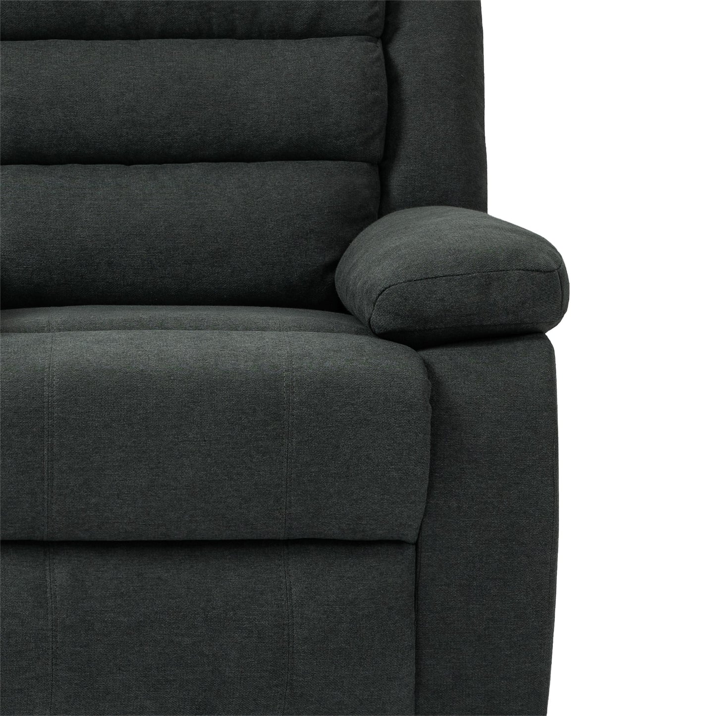 Overstuffed Cotton Corduroy Manual Pushback Recliner with Wide Armrest