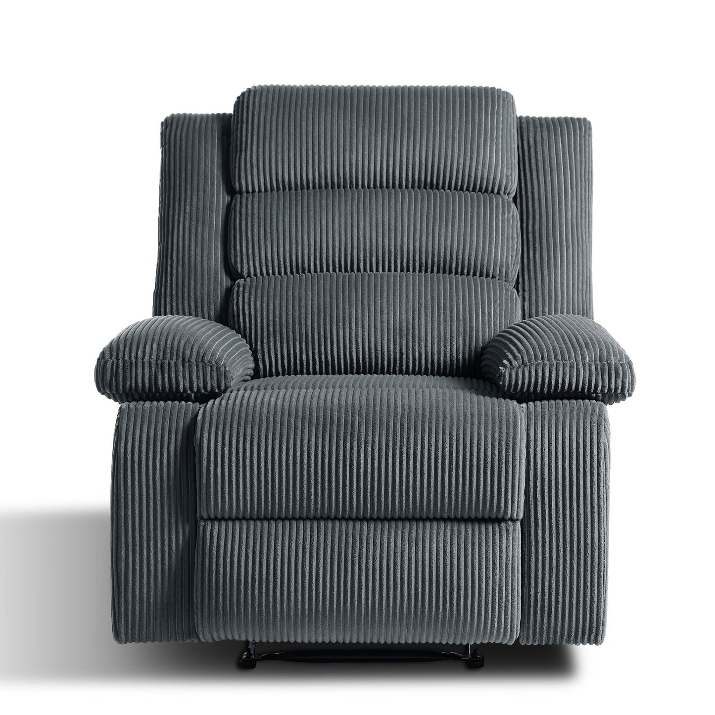 Overstuffed Cotton Corduroy Manual Pushback Recliner with Wide Armrest