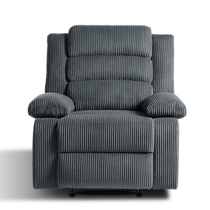 Overstuffed Cotton Corduroy Manual Pushback Recliner with Wide Armrest