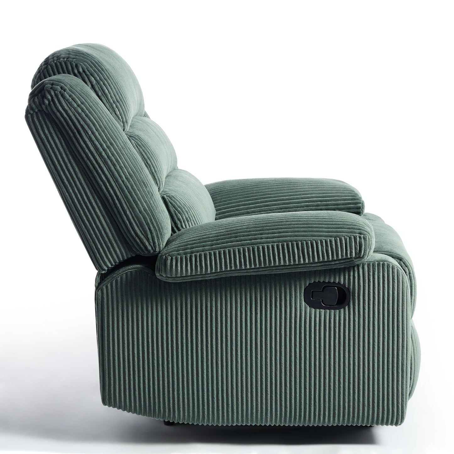 Overstuffed Cotton Corduroy Manual Pushback Recliner with Wide Armrest