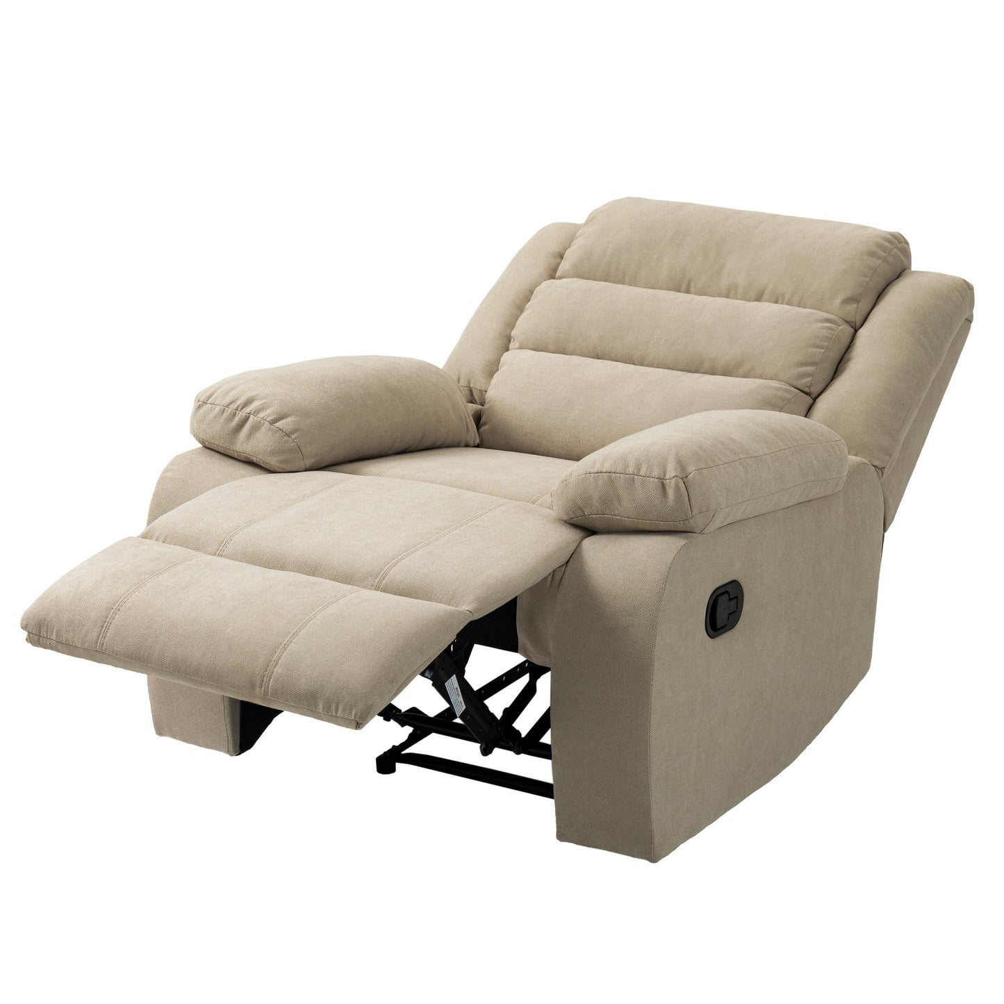 Overstuffed Cotton Corduroy Manual Pushback Recliner with Wide Armrest